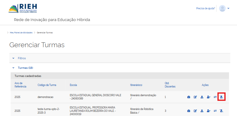Turmas-Listagem